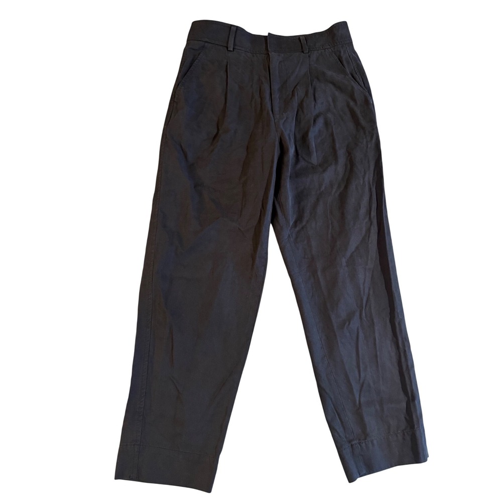 Everlane Black Pleated Tapered Trousers High Rise Ankle Pants Size 6